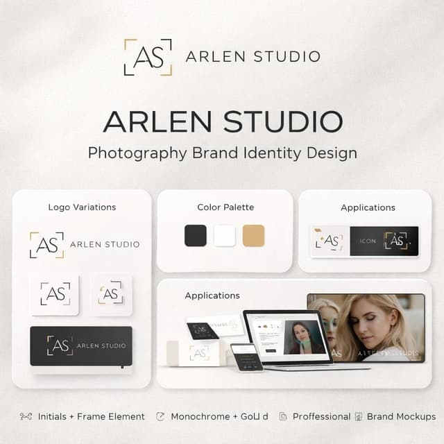 Brand identity board featuring logo, typography, colors, and visual elements