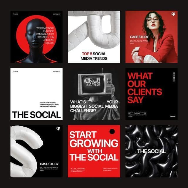 Cohesive branded social media campaign designs presented as a visual set