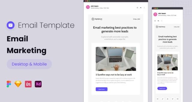 Professional email marketing campaign design on a desktop screen