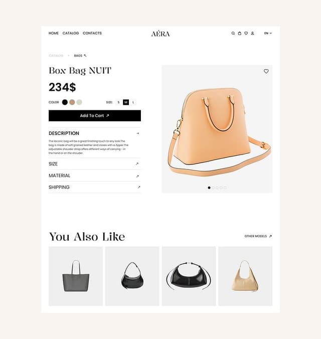 Ecommerce product page showing product details, price, and add to cart button