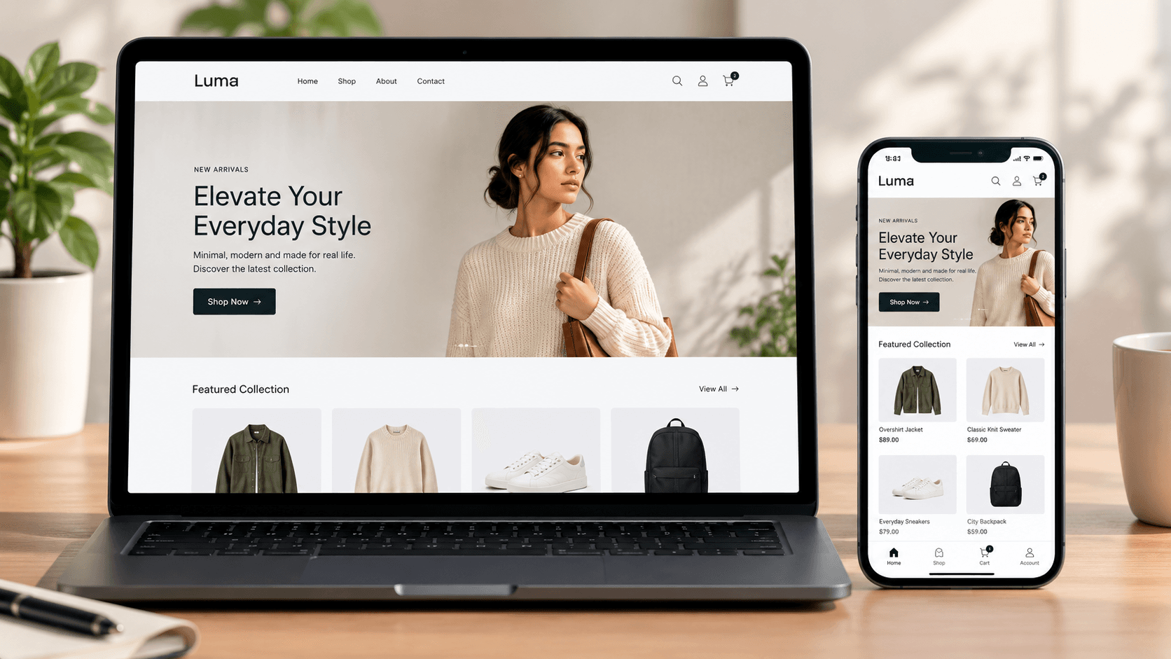 Online store built by Metro Solver shown on desktop and mobile